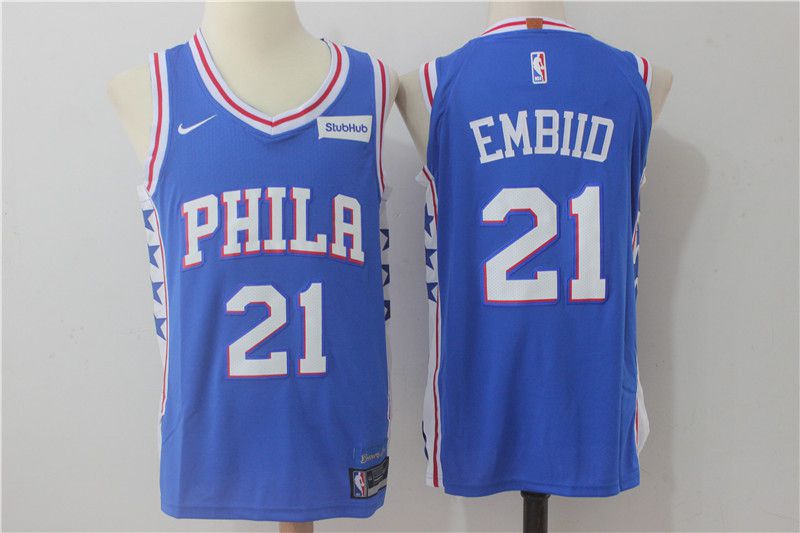 2017 NBA Philadelphia 76ers 21 Embiid blue nike Jerseys